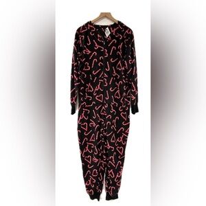 Torrid Black & Red Candy Cane One Piece Jumpsuit - Size 3/4